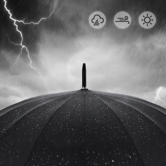 Umbrela automata VarioShop®, 24 fire din fibra de sticla, maner din lemn, rezistenta la vant, sistem One Click, unisex, diametru cupola 145 cm, Negru [3]