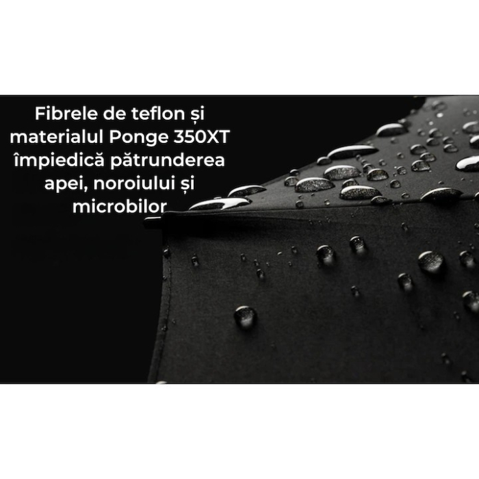 Umbrela automata VarioShop®, 24 fire din fibra de sticla, maner din lemn, rezistenta la vant, sistem One Click, unisex, diametru cupola 145 cm, Negru [2]