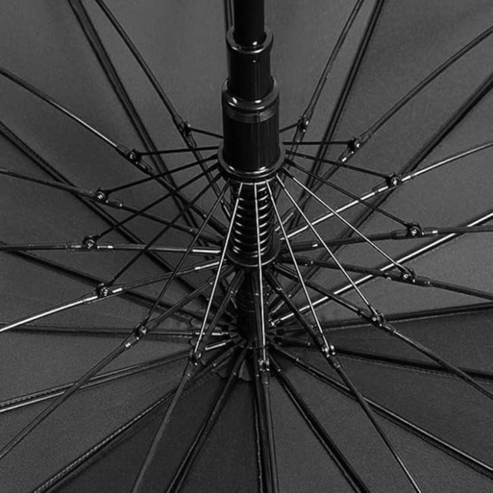 Umbrela automata VarioShop®, 24 fire din fibra de sticla, maner din lemn, rezistenta la vant, sistem One Click, unisex, diametru cupola 145 cm, Negru [8]