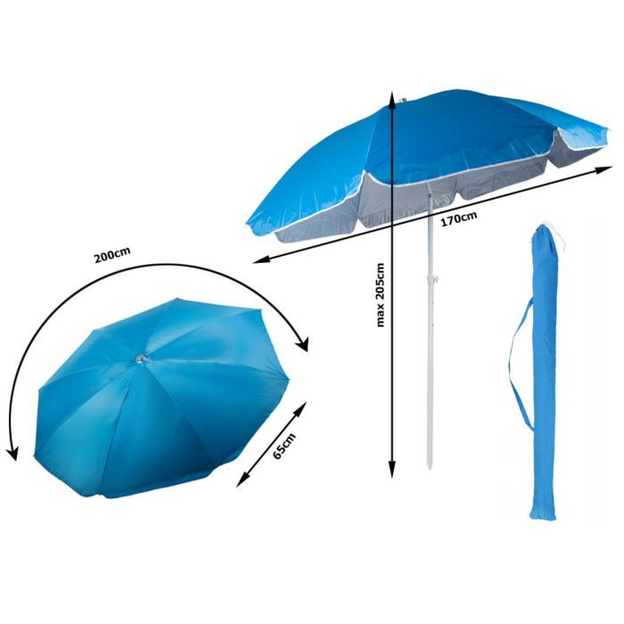 Umbrela de plaja VarioShop®, pentru gradina, balcon si terasa, filtru UV, reglabila, 170 cm, pliabila [4]