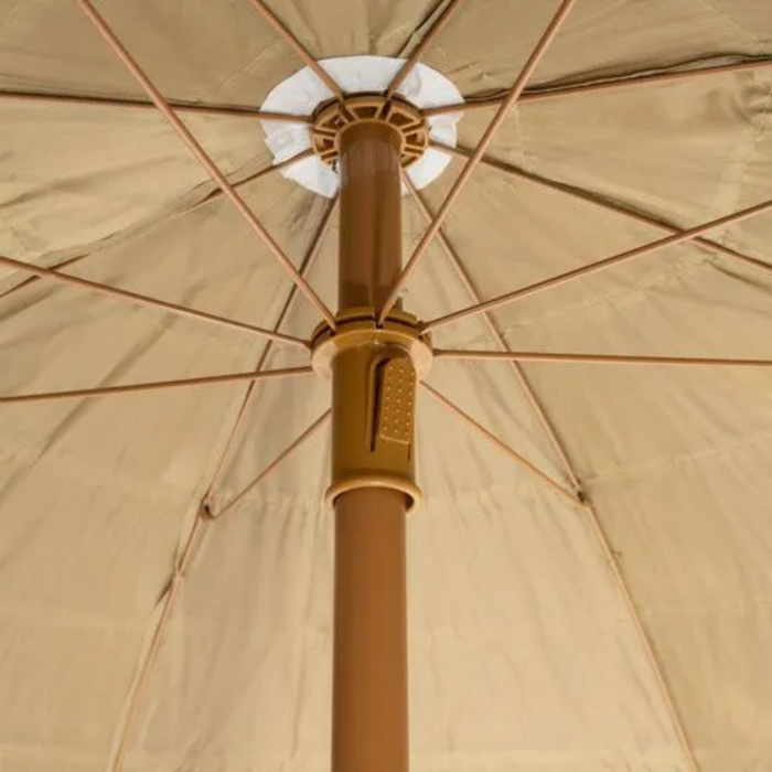 Umbrela pliabila VarioShop®, pentru plaja si gradina, stil hawaian, cupola 170 cm, inclinare 45°, inaltime reglabila 105-185 cm, husa inclusa, bej [9]