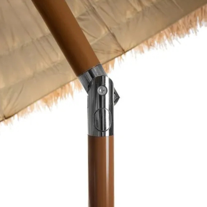 Umbrela pliabila VarioShop®, pentru plaja si gradina, stil hawaian, cupola 170 cm, inclinare 45°, inaltime reglabila 105-185 cm, husa inclusa, bej [10]