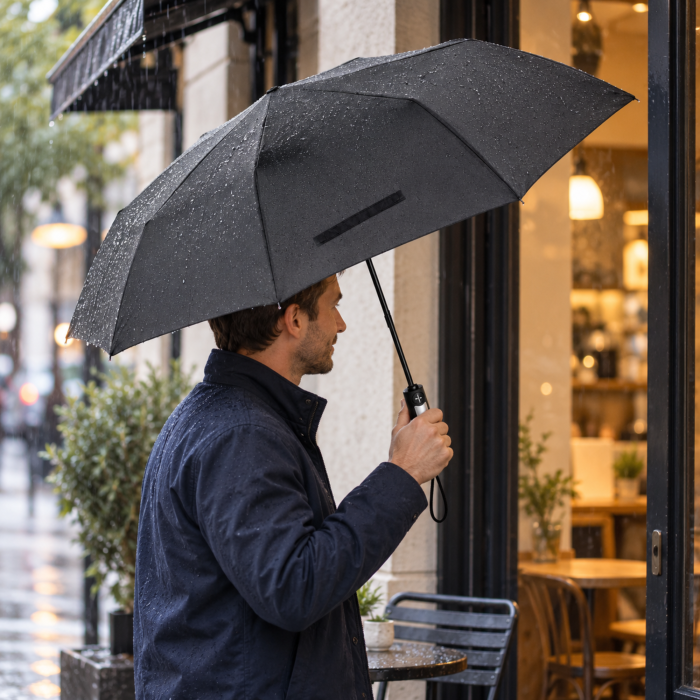 Umbrela pliabila XL VarioShop®, pentru protectie impotriva ploii, pentru doua persoane, mecanism automat, cadru ranforsat, husa inclusa, diametru 105 cm, neagra [5]