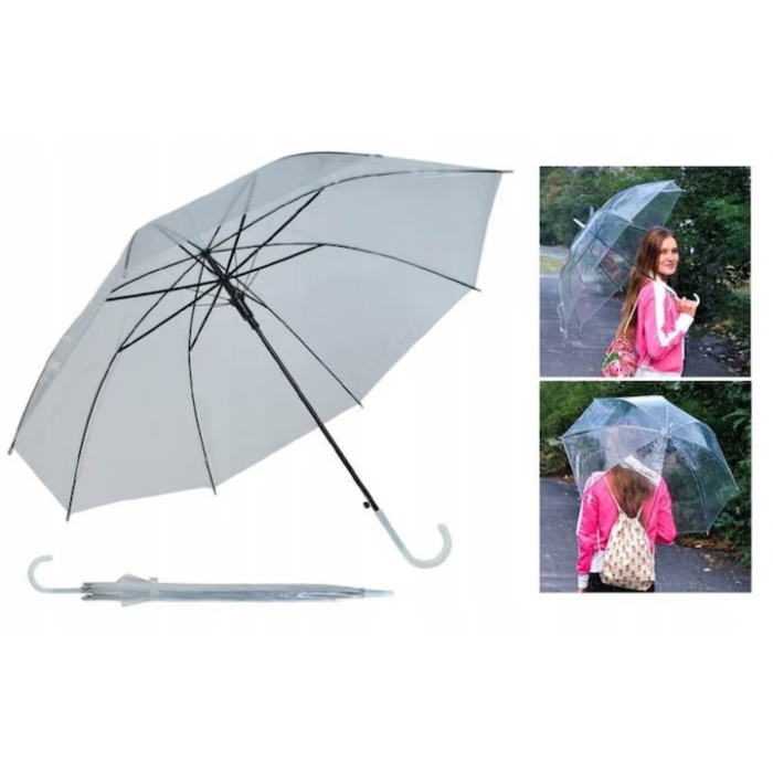 Umbrela transparenta automata VarioShop®, design elegant, functionalitate maxima, ideala pentru plimbari urbane, evenimente si sesiuni foto, 93 cm [5]