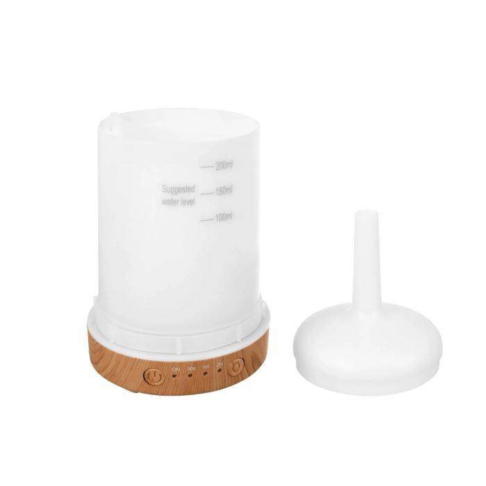 Umidificator de aer tip lampa VarioShop® cu functie de aromaterapie, 3 in 1, doua moduri de pulverizare, efect 3D artificii, LED RGB, 200 ml, cronometru, 3 uleiuri, maro/bej [11]