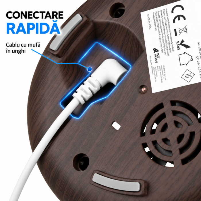 Umidificator ultrasonic 4 in 1 VarioShop® cu difuzor de aromaterapie, ionizator, 2 moduri de pulverizare, telecomanda, 7 culori LED, temporizator 2/4 ore, rezervor 300 ml, 12 W, alb/maro [14]