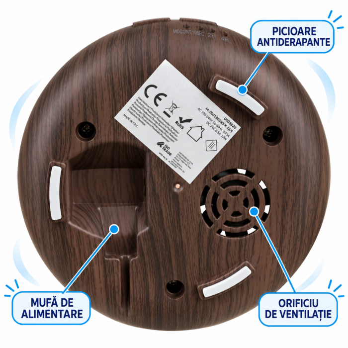 Umidificator ultrasonic 4 in 1 VarioShop® cu difuzor de aromaterapie, ionizator, 2 moduri de pulverizare, telecomanda, 7 culori LED, temporizator 2/4 ore, rezervor 300 ml, 12 W, alb/maro [13]