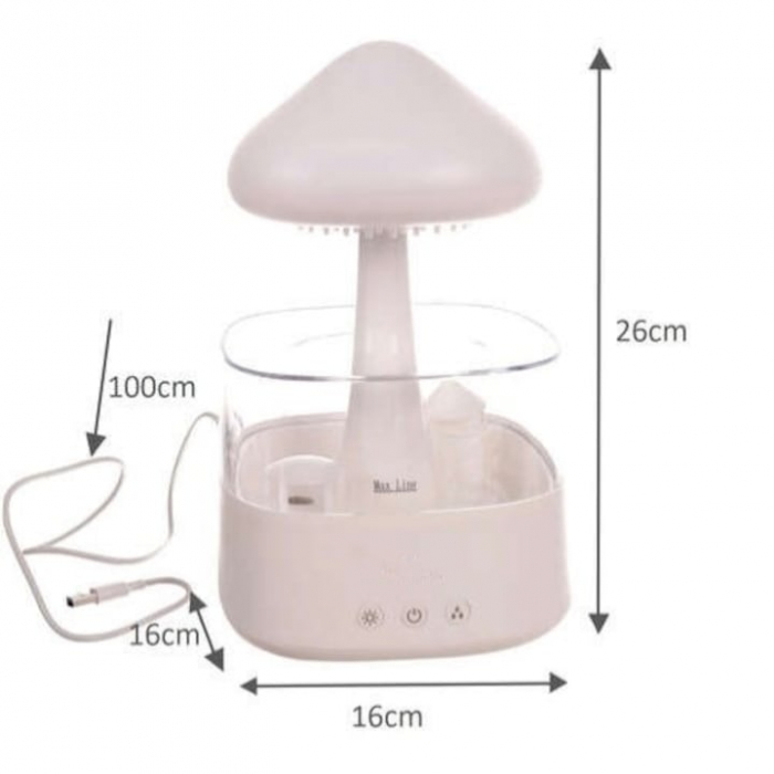 Umidificator VarioShop® cu efect de ploaie, aromaterapie si iluminare LED in forma de ciuperca, 8 culori, functionare silentioasa, capacitate 450 ml [4]