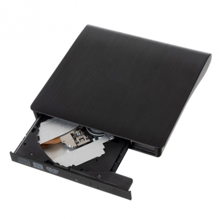 Unitate CD externa VarioShop®, USB 3.0, CD / VCD / DVD Burner Writer, Plug and Play,8X / 24X, Compatibil cu Windows/ Linux/ Mac OS, Negru [8]