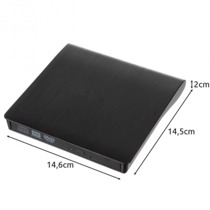 Unitate CD externa VarioShop®, USB 3.0, CD / VCD / DVD Burner Writer, Plug and Play,8X / 24X, Compatibil cu Windows/ Linux/ Mac OS, Negru [2]