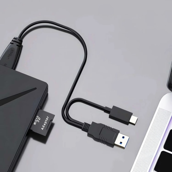 Unitate externa CD/DVD RW 4 in 1 VarioShop®, cu interfata USB 3.0 si USB-C, cititor carduri SD, 2 porturi USB suplimentare, viteza scriere 24X CD / 8X DVD, compatibil Windows, macOS, Linux, Plug & Pla [7]