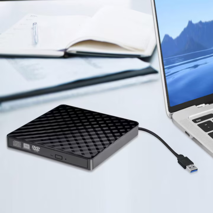 Unitate externa optica CD / DVD VarioShop®, USB 3.0/Type-c, 8x, 24x, Design subtire si design anti-alunecare, Plug and Play, Compatibila cu Windows / Linux / Mac OS, Negru [11]