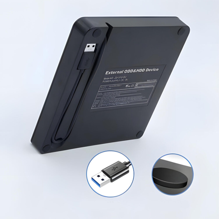 Unitate externa optica CD / DVD VarioShop®, USB 3.0/Type-c, 8x, 24x, Design subtire si design anti-alunecare, Plug and Play, Compatibila cu Windows / Linux / Mac OS, Negru [6]