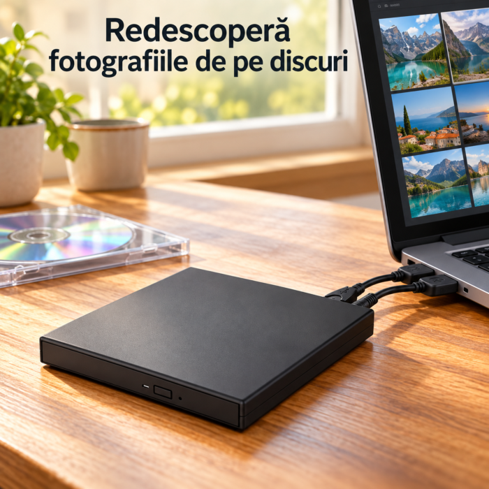 Unitate optica externa CD/DVD VarioShop, citire discuri si scriere CD, USB 2.0, plug & play, CD 24x, DVD 8x, 14×13,5×1,5 cm, neagra [6]