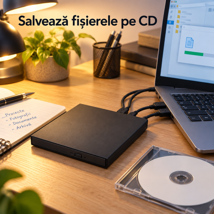 Unitate optica externa CD/DVD VarioShop, citire discuri si scriere CD, USB 2.0, plug & play, CD 24x, DVD 8x, 14×13,5×1,5 cm, neagra [2]