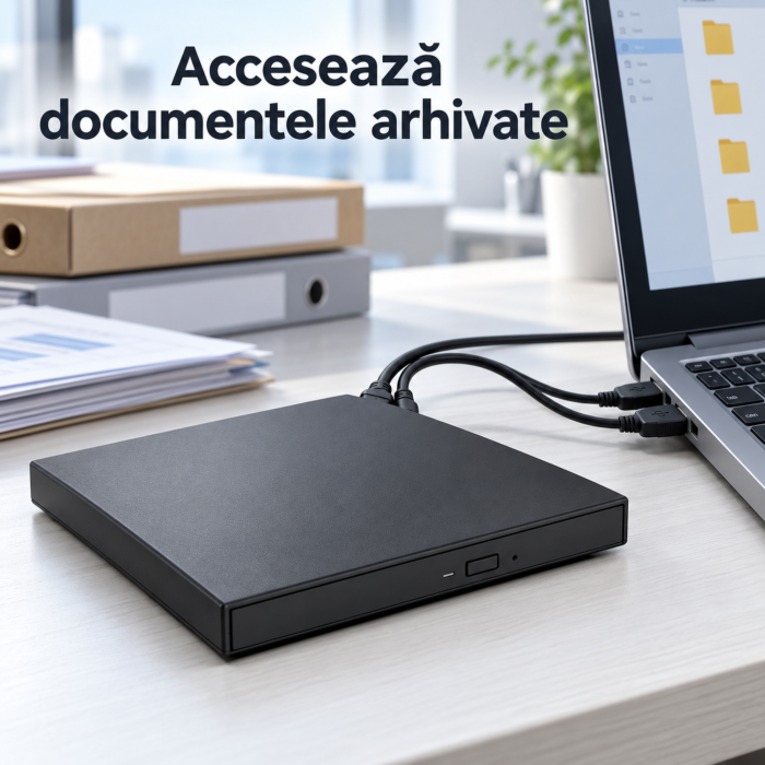 Unitate optica externa CD/DVD VarioShop, citire discuri si scriere CD, USB 2.0, plug & play, CD 24x, DVD 8x, 14×13,5×1,5 cm, neagra [3]