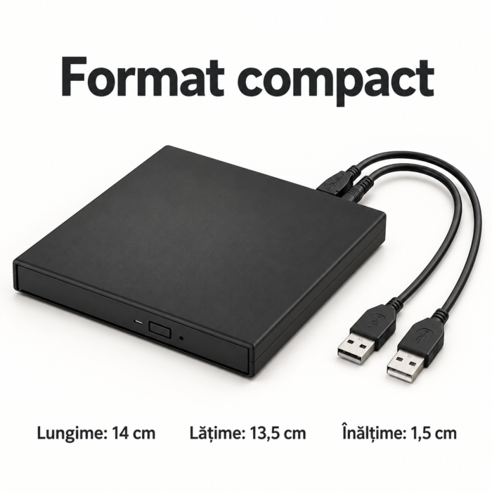 Unitate optica externa CD/DVD VarioShop, citire discuri si scriere CD, USB 2.0, plug & play, CD 24x, DVD 8x, 14×13,5×1,5 cm, neagra [4]