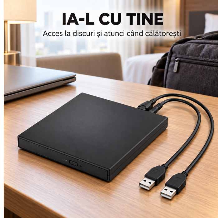 DVD writer extern VarioShop, citire si scriere CD, plug & play, USB 2.0, CD 24x, DVD 8x, 14×13,5×1,5 cm, neagra [5]
