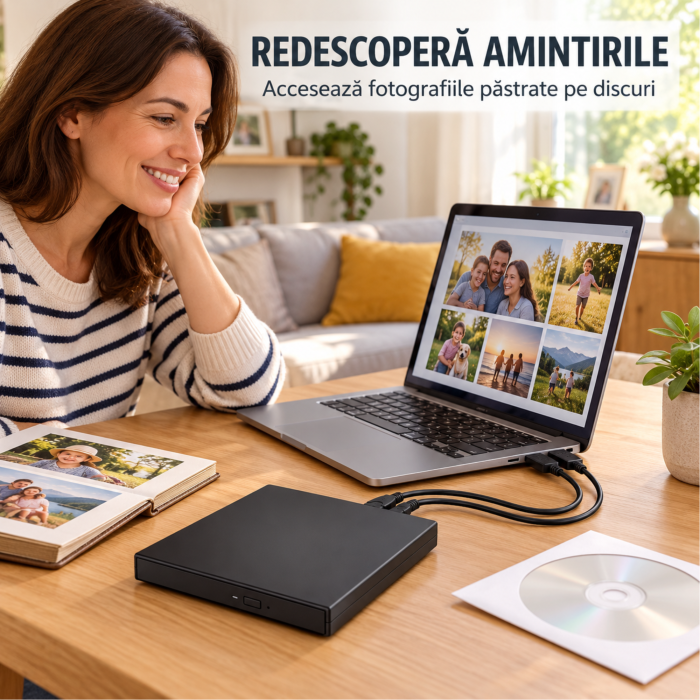 DVD writer extern VarioShop, citire si scriere CD, plug & play, USB 2.0, CD 24x, DVD 8x, 14×13,5×1,5 cm, neagra [6]
