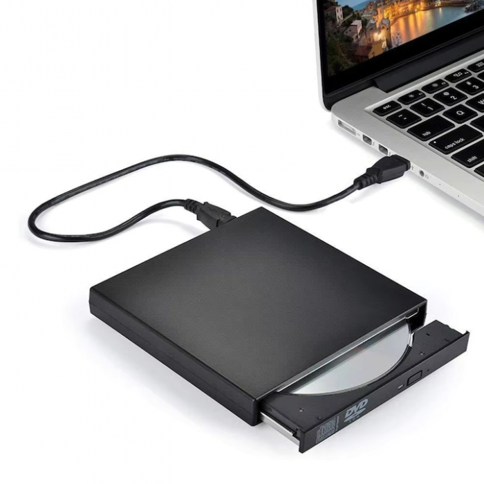 Unitate optica VarioShop® CD-R / DVD-RW / ROM RECORDER, Plug & Play, 24x CD, 8x DVD, USB 3.0, compatibil cu Windows, MacOS, Linux, Negru [22]