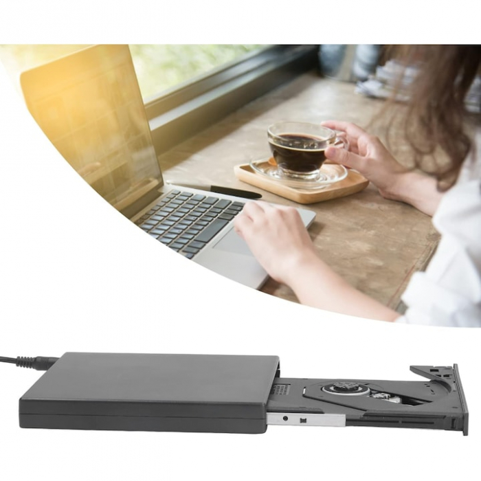 Unitate optica VarioShop® CD-R / DVD-RW / ROM RECORDER, Plug & Play, 24x CD, 8x DVD, USB 3.0, compatibil cu Windows, MacOS, Linux, Negru [15]