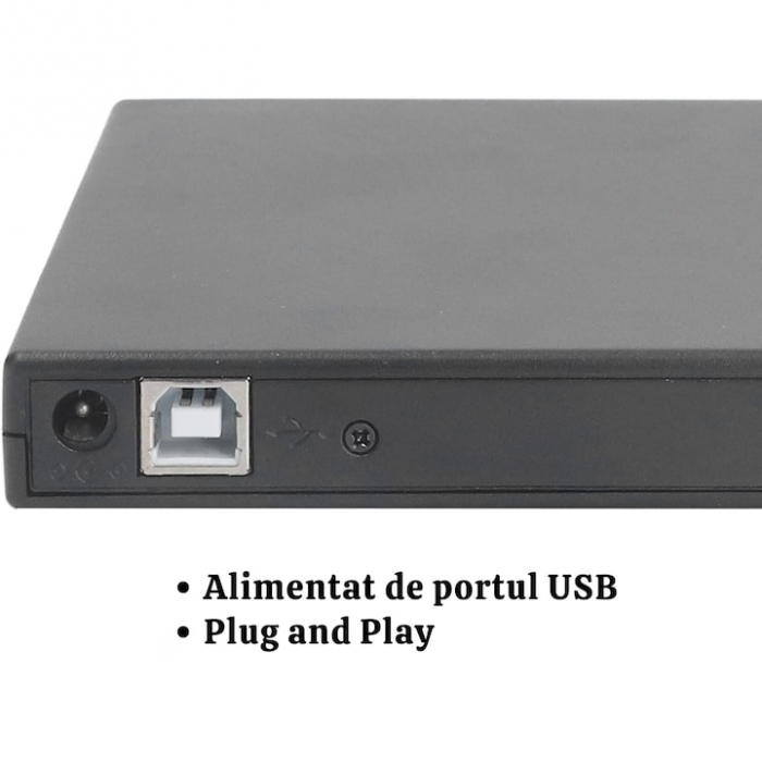 Unitate optica VarioShop® CD-R / DVD-RW / ROM RECORDER, Plug & Play, 24x CD, 8x DVD, USB 3.0, compatibil cu Windows, MacOS, Linux, Negru [2]