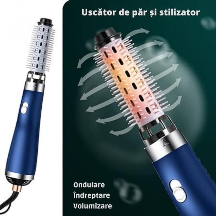 Uscator de Par 3 in 1 VarioShop®, Reglare in 3 Trepte, Uscare, Ondulare, Aranjare, Potrivit pentru Orice Tip de Par, Silentios, Incalzire Rapida, 230 V, Albastru [5]