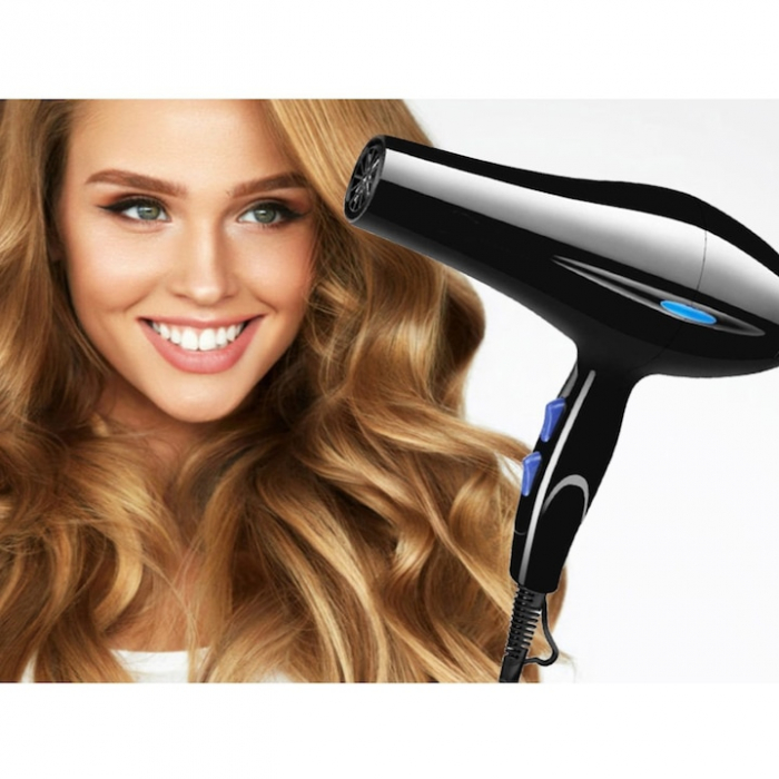 Uscator de Par Profesional VarioShop®, cu Ioni Termostatici, Difuzor, Concentrator, Reglare Temperatura 3 Trepte, Reglare Putere 2 Trepte, Cablu 125 m, Carlig Pentru Agatat, 1200W, 26 x 25 cm, Negru [9]