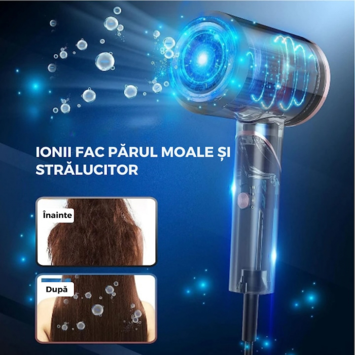Uscator de par VarioShop®, Ideal pentru calatorii, Compact, 3 trepte de temperatura, 2 viteze, Concentrator de aer, Negru [8]