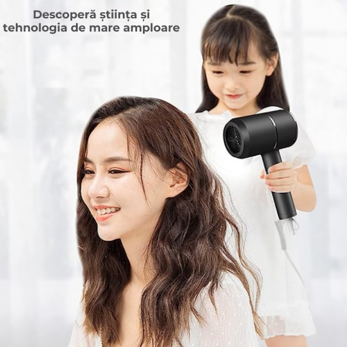 Uscator de par VarioShop®, Ideal pentru calatorii, Compact, 3 trepte de temperatura, 2 viteze, Concentrator de aer, Negru [10]