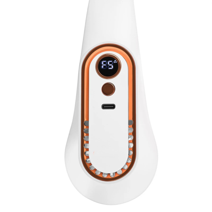 Ventilator de gat portabil VarioShop®, pentru zile calduroase si activitati in aer liber, wireless, 5 moduri de viteza, baterie 1200 mAh, alb cu accesorii aurii [13]