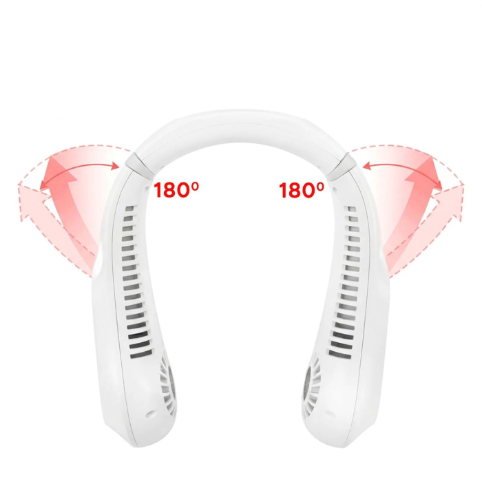 Ventilator de gat portabil VarioShop®, pentru zile calduroase si activitati in aer liber, wireless, 5 moduri de viteza, baterie 1200 mAh, alb cu accesorii aurii [9]