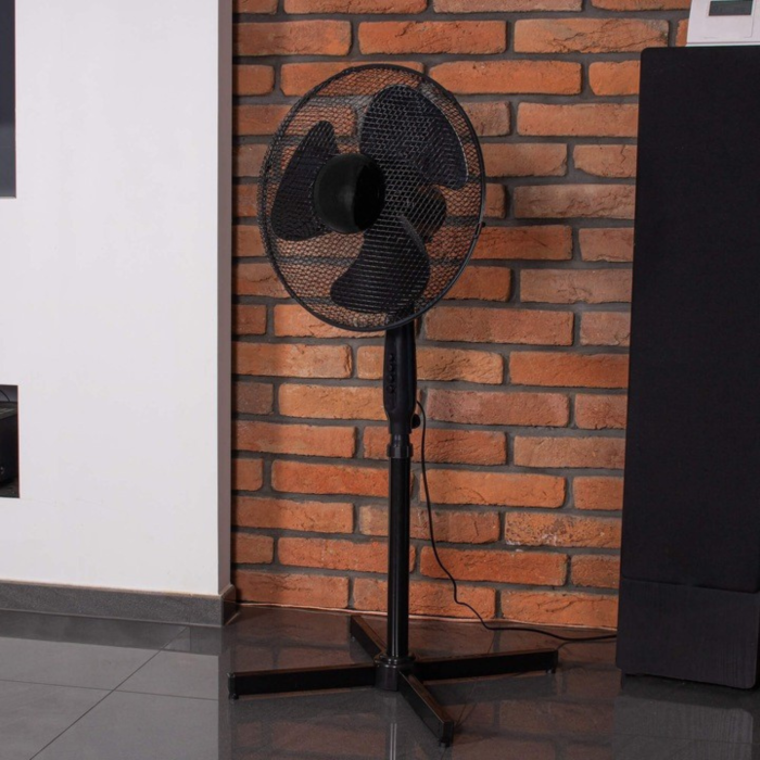 Ventilator de podea puternic VarioShop®, 45W cu elice 3 pale si inaltime reglabila 125 cm, oscilatie automata, flux de aer ajustabil, silentios si eficient pentru casa si birou, Negru [5]
