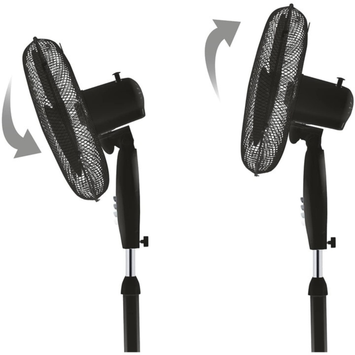 Ventilator de podea puternic VarioShop®, 45W cu elice 3 pale si inaltime reglabila 125 cm, oscilatie automata, flux de aer ajustabil, silentios si eficient pentru casa si birou, Negru [2]