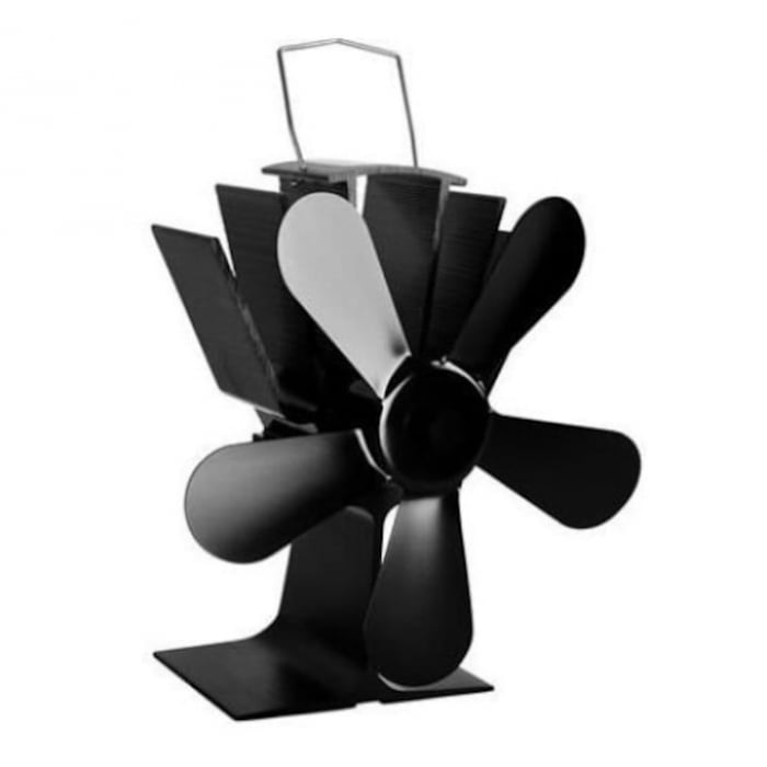 Ventilator mecanic pentru semineu VarioShop®, 5 pale, maner practic, porneste la 60°C, temperatura maxima de 345°C, aluminiu/ otel inoxidabil, 10.5 x 7.5 x 24 cm, negru [2]