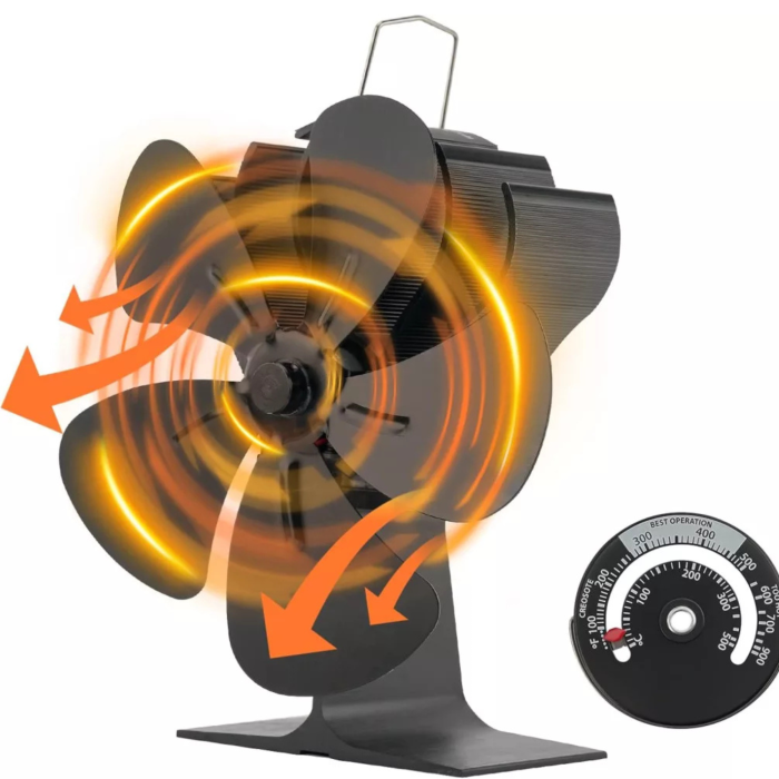 Ventilator termoelectric pentru semineu VarioShop®, cu 5 pale, functionare fara electricitate, circulatie rapida a aerului, portabil, 16.3x9.5x22 cm, negru [13]