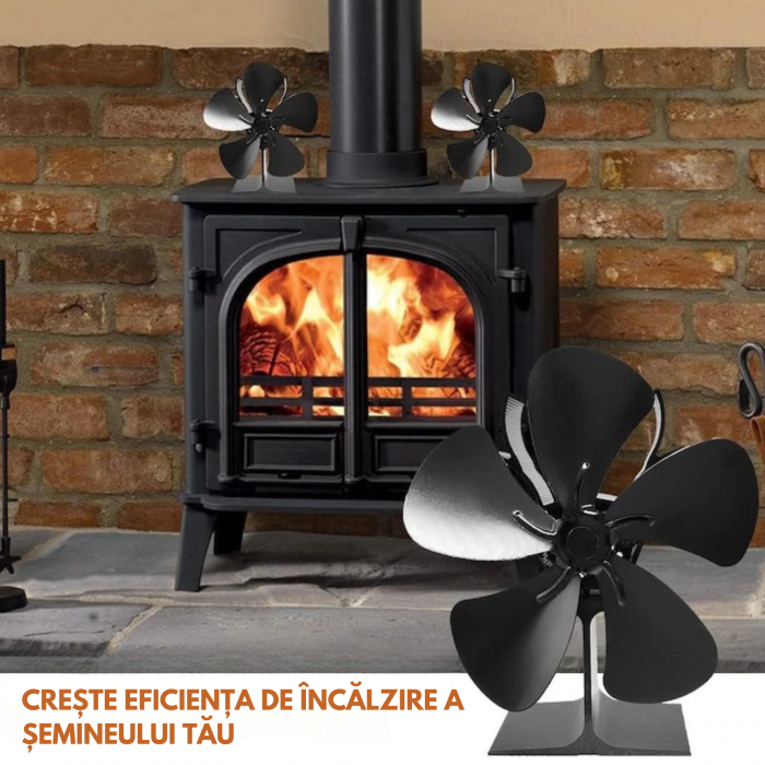 Ventilator termoelectric pentru semineu VarioShop®, cu 5 pale, functionare fara electricitate, circulatie rapida a aerului, portabil, 16.3x9.5x22 cm, negru [2]