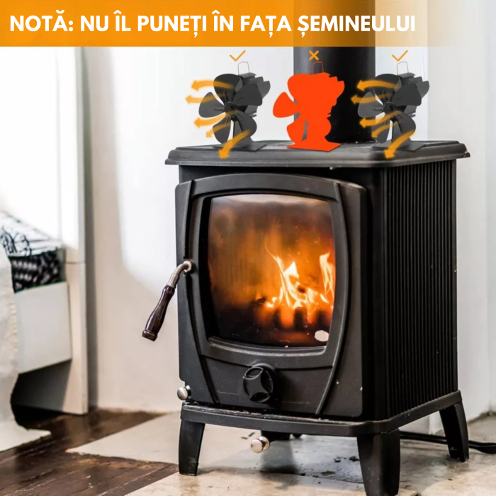 Ventilator termoelectric pentru semineu VarioShop®, cu 5 pale, functionare fara electricitate, circulatie rapida a aerului, portabil, 16.3x9.5x22 cm, negru [8]