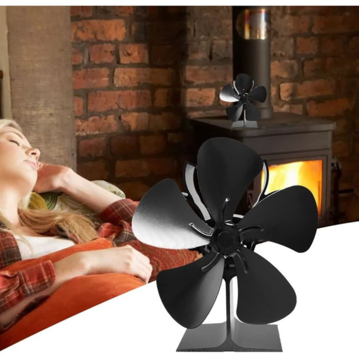 Ventilator termoelectric pentru semineu VarioShop®, cu 5 pale, functionare fara electricitate, circulatie rapida a aerului, portabil, 16.3x9.5x22 cm, negru [11]