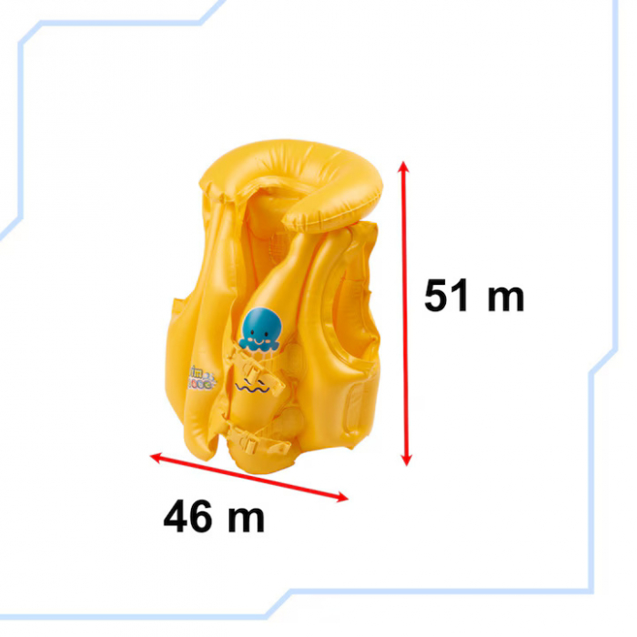Vesta de salvare gonflabilă VarioShop pentru copii 3-6 ani, 3 camere, portocalie cu caracatiță, 51x46cm [5]