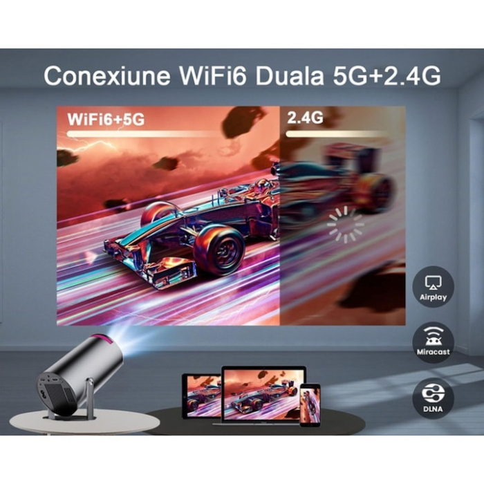 Videoproiector portabil Smart 4K VarioShop®, 1200 lumeni, Android TV 11, Wi-Fi, Bluetooth 5.0, autofocus, rotire 180°, HD, negru [3]
