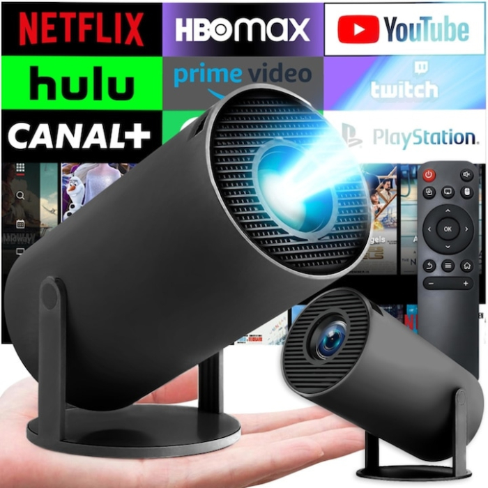 Videoproiector portabil Smart 4K VarioShop®, 1200 lumeni, Android TV 11, Wi-Fi, Bluetooth 5.0, autofocus, rotire 180°, HD, negru [11]