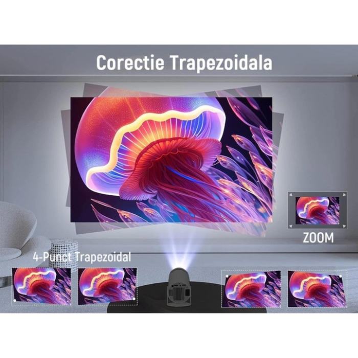 Videoproiector portabil Smart 4K VarioShop®, 1200 lumeni, Android TV 11, Wi-Fi, Bluetooth 5.0, autofocus, rotire 180°, HD, negru [12]