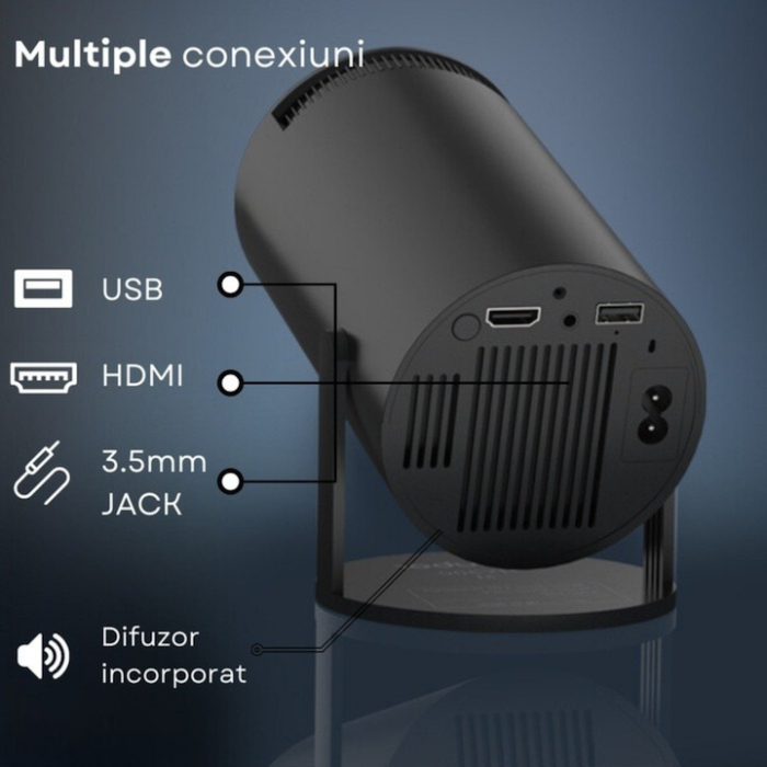 Videoproiector portabil Smart 4K VarioShop®, 1200 lumeni, Android TV 11, Wi-Fi, Bluetooth 5.0, autofocus, rotire 180°, HD, negru [7]