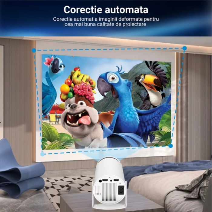 Videoproiector Portabil Smart 4K VarioShop®, 1200 lumeni, Wi-Fi 2.4/5G/BT4.1, Bluetooth 5.0, Sistem Operare Android TV 11.0, Rotire la 180°, Autofocus, Rezolutie 1280x720p HD, Quad Core, Interfata HDM [6]
