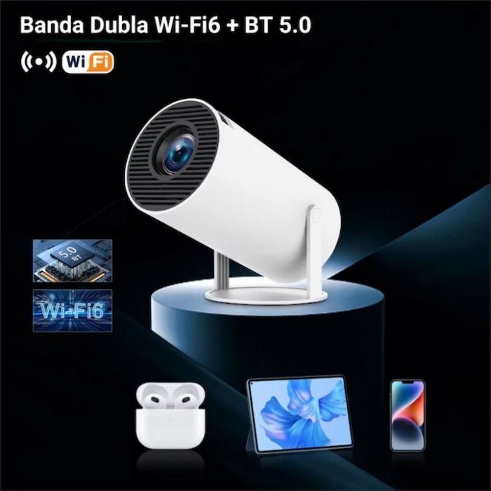 Videoproiector Portabil Smart 4K VarioShop®, 1200 lumeni, Wi-Fi 2.4/5G/BT4.1, Bluetooth 5.0, Sistem Operare Android TV 11.0, Rotire la 180°, Autofocus, Rezolutie 1280x720p HD, Quad Core, Interfata HDM [5]
