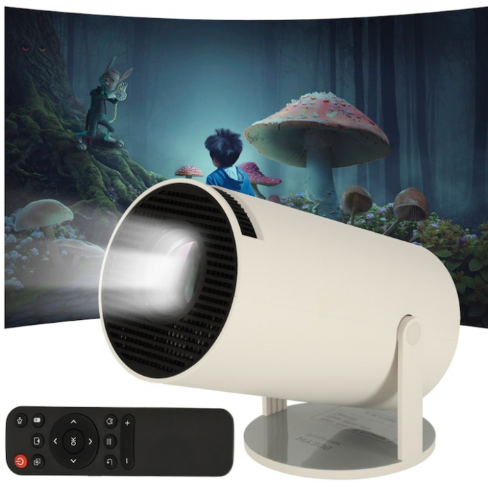 Videoproiector Portabil Smart 4K VarioShop®, 1200 lumeni, Wi-Fi 2.4/5G/BT4.1, Bluetooth 5.0, Sistem Operare Android TV 11.0, Rotire la 180°, Autofocus, Rezolutie 1280x720p HD, Quad Core, Interfata HDM [10]