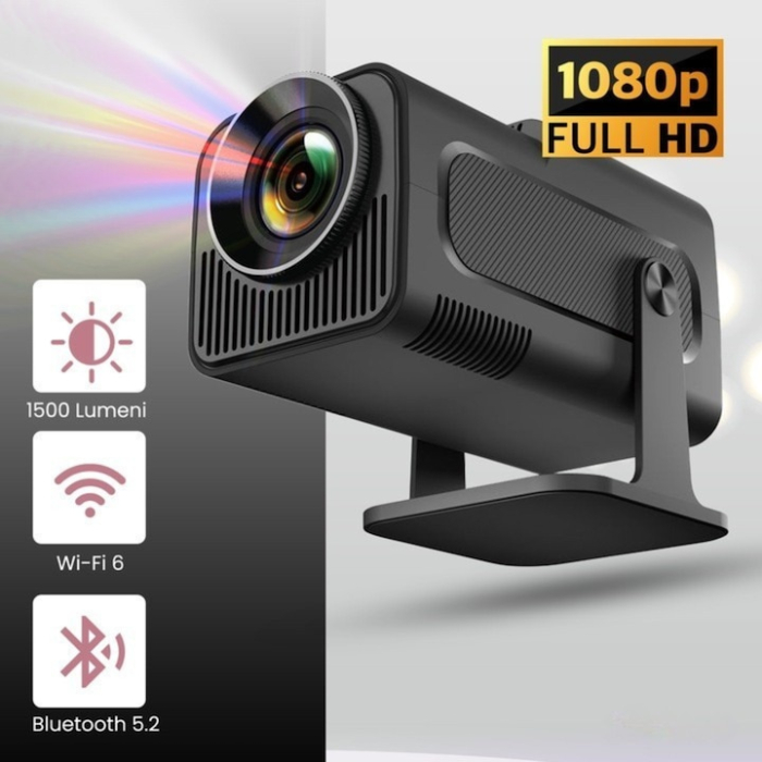 Videoproiector portabil VarioShop®, Wi-Fi, Bluetooth 5.0, Rezolutie FullHD 1280 x 720, Suport 4K, 250 ANSI, cu Android 11, Conexiune HDMI, USB si Mirroring Android/IOS, Difuzor Integrat, Negru [6]