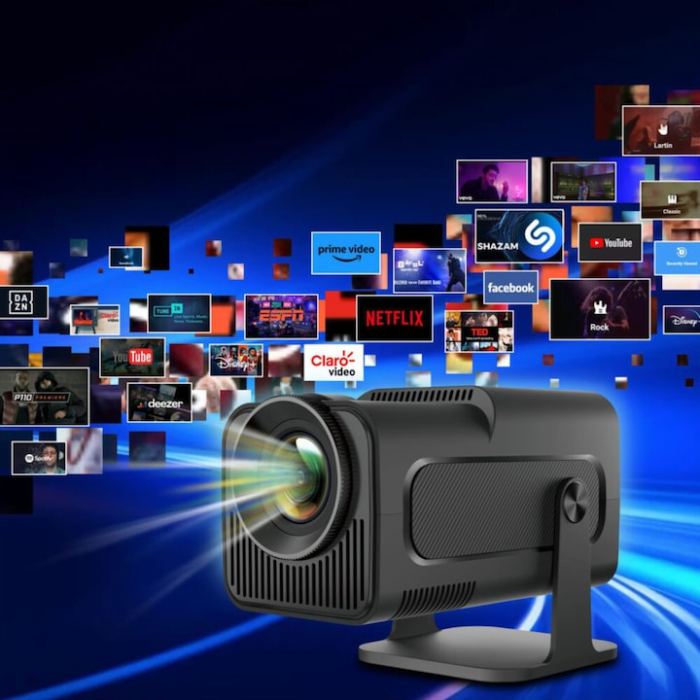Videoproiector portabil VarioShop®, Wi-Fi, Bluetooth 5.0, Rezolutie FullHD 1280 x 720, Suport 4K, 250 ANSI, cu Android 11, Conexiune HDMI, USB si Mirroring Android/IOS, Difuzor Integrat, Negru [7]