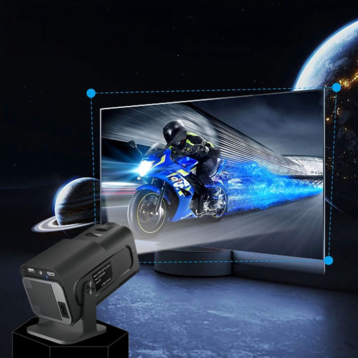 Videoproiector portabil VarioShop®, Wi-Fi, Bluetooth 5.0, Rezolutie FullHD 1280 x 720, Suport 4K, 250 ANSI, cu Android 11, Conexiune HDMI, USB si Mirroring Android/IOS, Difuzor Integrat, Negru [8]
